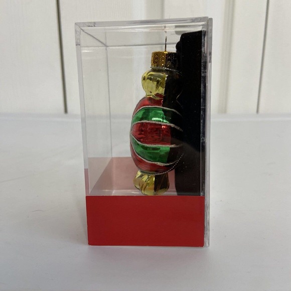 NIP Macys Holiday Lane Candy Christmas Ornament 3” Molded Glass Handmade Wrapped - Picture 2 of 8
